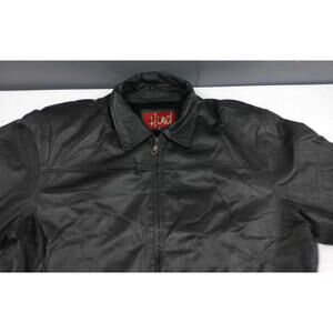 Hind Leather Men’s Black Jacket Size 3XL Full Zip Pockets Lined Coat